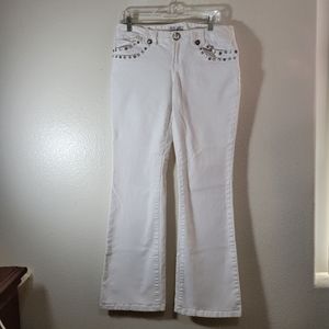 Metro 7 White Jeans Rhinestone Pockets